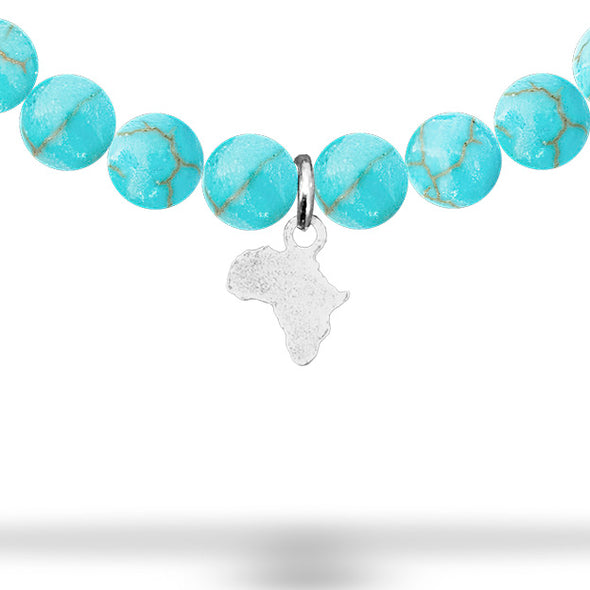 Turquoise Beaded Bracelet with Africa Charm
